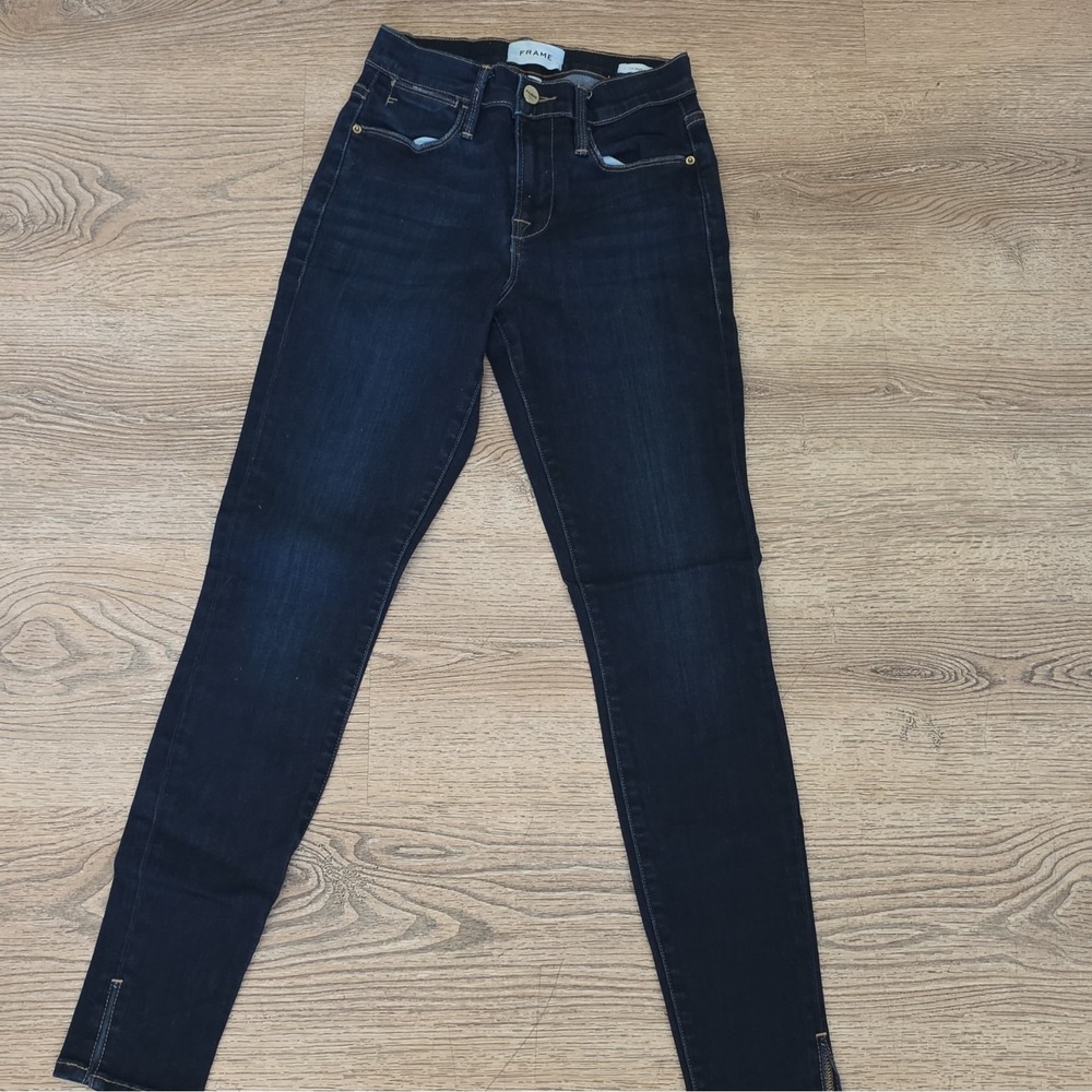 FRAME Women's Dark Wash High-Rise Skinny Blue Denim Jeans Size 23